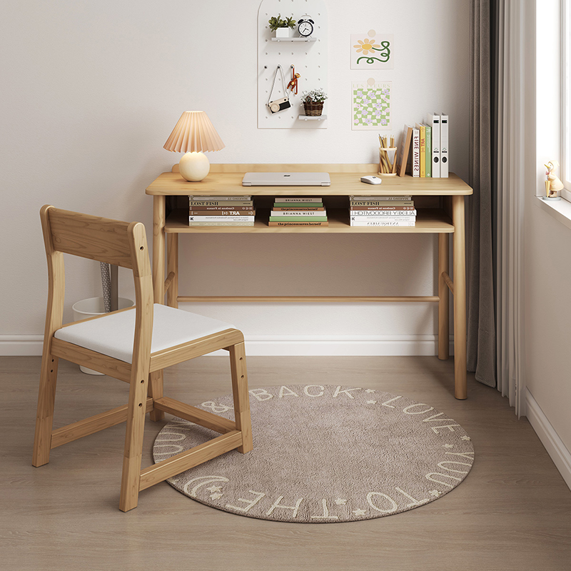 喜梦宝实木腿简约学习桌子电脑桌椅台式卧室写字桌糖果系列