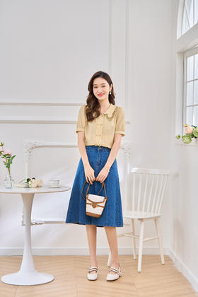 【129选3件，不支持退换】熙世界开叉牛仔半身裙女2024春秋新款遮肉显瘦A字包臀裙中长裙子