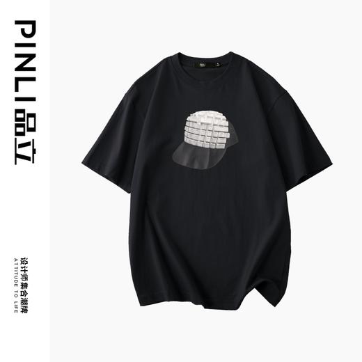 PINLI品立春季新款男士体恤印花圆领短袖T恤上衣BG231111036 商品图4