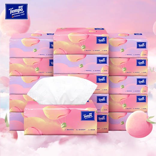 『得宝Tempo』软抽甜心桃味4层加厚90抽16包箱装（新旧款随机发） 商品图0