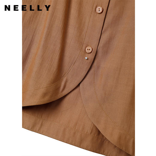 NEELLY纳俪商场同款法式复古方领天丝短袖衬衫女小众别致短款上衣N23052B01146 商品图3