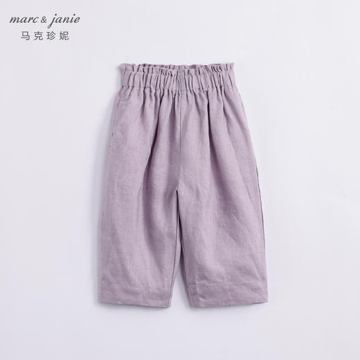 马克珍妮夏装新款 女童花边腰透气亚麻裤子九分裤230953 商品图1