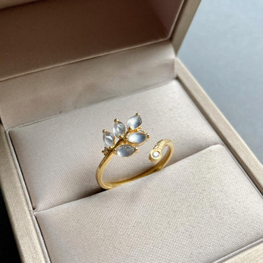 玻璃种翡翠小花戒指18k黄金钻石镶嵌 商品图3