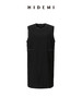 HIDEMI 皮边镶嵌包边工艺极简圆领口袋连衣裙 黑色/白色 商品缩略图8