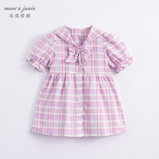 马克珍妮夏装新款 女童学院风裙子披肩领格子连衣裙230960 商品图1