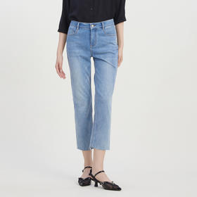 谜底百搭休闲直筒牛仔裤女2023夏季新款复古舒适九分裤232MK0553