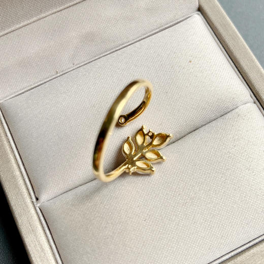 玻璃种翡翠小花戒指18k黄金钻石镶嵌 商品图7