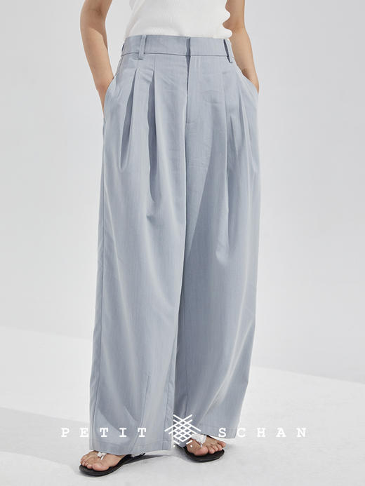 PETIT SCHAN小闪 CLO#268 Waves And Wind 海浪与海风 日本进口天丝混纺半松紧腰垂感阔腿裤 商品图0