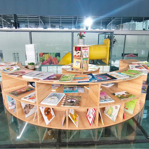 两层半圆绘本架幼儿园绘本馆阅读区儿童半圆毛毛虫中岛绘本架 商品图0