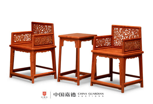 红桥红  家具严选  缅甸花梨（大果紫檀）【岁寒三友 玫瑰椅 三件套】 商品图1