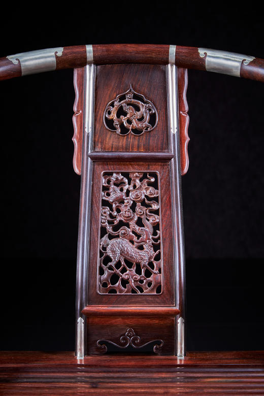 红桥红  家具严选  大红酸枝（交趾黄檀）【木面 王款 麒麟纹交椅】 商品图1