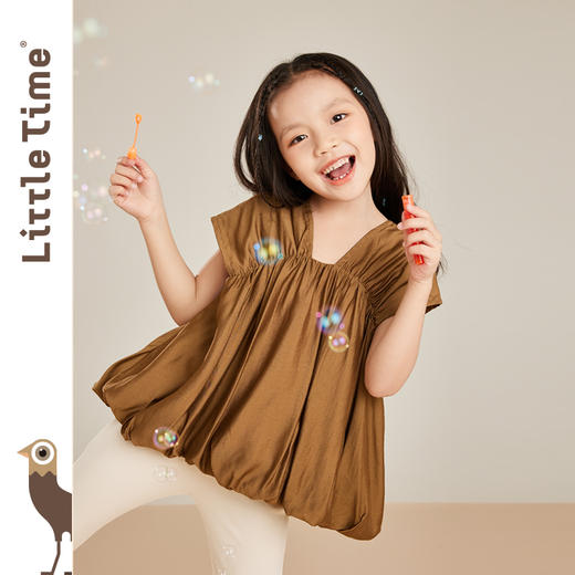 littletime女童吊带背心轻薄款2023夏季新款韩版洋气外穿短款上衣 商品图0