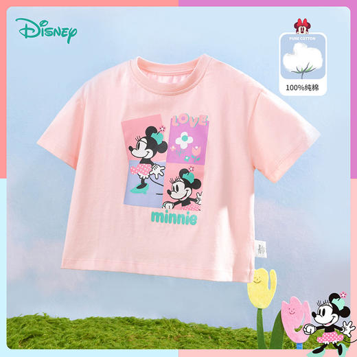 迪士尼童装 女宝宝米妮彩调短袖T恤夏季新款绵柔清爽打底衫 商品图4