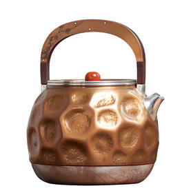 臻宝堂银壶原创铜包银烧水壶纯手工雕刻煮茶壶中式茶具家用送礼养生茶器 流金岁月-傲春 约900ml样品