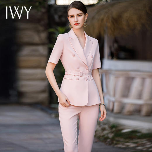 IWY/夏装女气质女神范女粉色职业西装套装高端职场正装经理工作服CP1786 商品图4