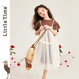 littletime女童裙套装夏装2023新款韩版洋气儿童短袖裙子两件套
