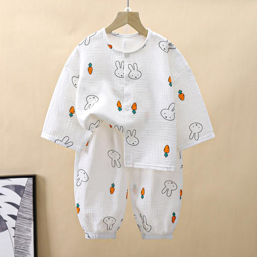 39.9/套【儿童纯棉家居服套装】夏季新款男童七分袖套装 清爽透气不闷热 够款才不勒  舒适圆领  无荧光剂  休闲空调服 女童家居服 商品图10