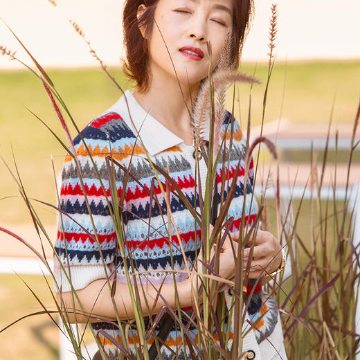 山羊绒提花开衫 商品图0