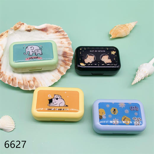 新款可爱动物小巧美瞳盒隐形眼镜盒护理盒双联盒6627 商品图0
