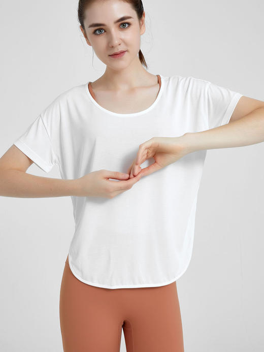 瑜伽服女上衣宽松显瘦短袖运动T恤春夏薄款透气速干跑步健身罩衫 商品图1