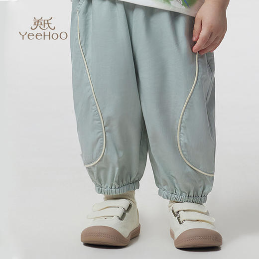 英氏-童衣类（夏）G3英梭长裤灰绿色80CM 商品图0