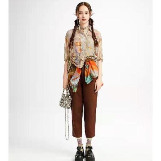 南二楼渔牌2023年夏双排扣真丝上衣FGHB2243精品女装 商品图0