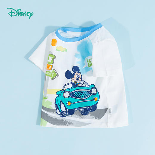 迪士尼童装男童纯棉短袖T恤中小童宝宝夏季米奇汽车卡通上衣232S1796 商品图8