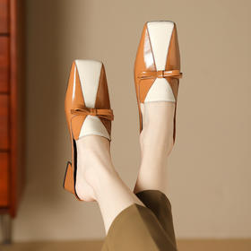 粗跟方头凉鞋，时尚百搭包头中跟凉拖鞋BY-H1979