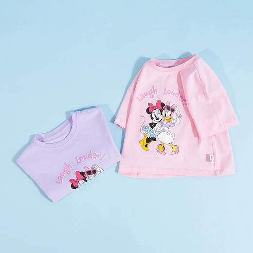 迪士尼童装女童米妮黛丝公主印花短袖俏皮甜美女孩T恤夏季新款 商品图6