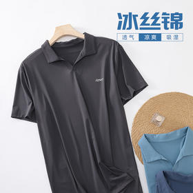 【龙贝莱精选】 男款冰丝锦翻领POLO休闲运动T恤H232051858【现货 同步库存】