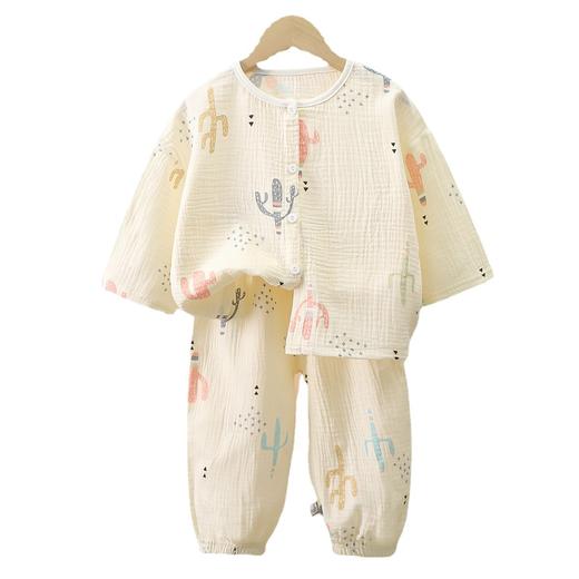 39.9/套【儿童纯棉家居服套装】夏季新款男童七分袖套装 清爽透气不闷热 够款才不勒  舒适圆领  无荧光剂  休闲空调服 女童家居服 商品图4