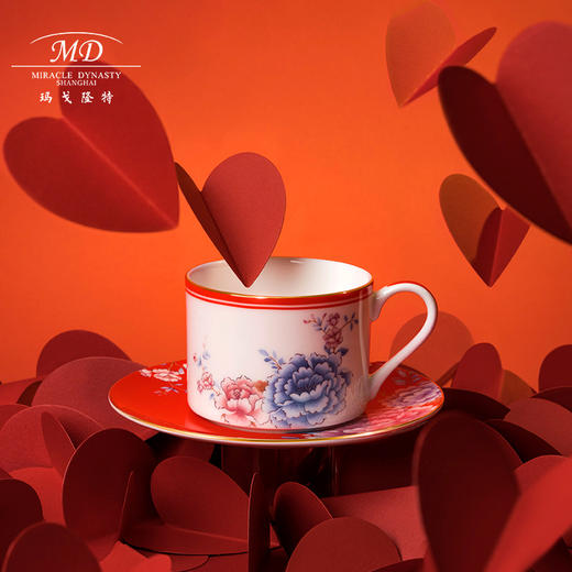 【6F】玛戈隆特盛世牡丹婚庆骨瓷咖啡杯高档奢华情侣下午茶咖啡杯礼盒装 商品图0
