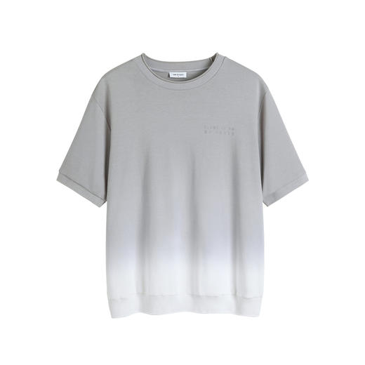 HIM漢崇 渐变灰卫衣男舒适微弹休闲圆领字母印花短袖T恤 2023春夏 商品图4