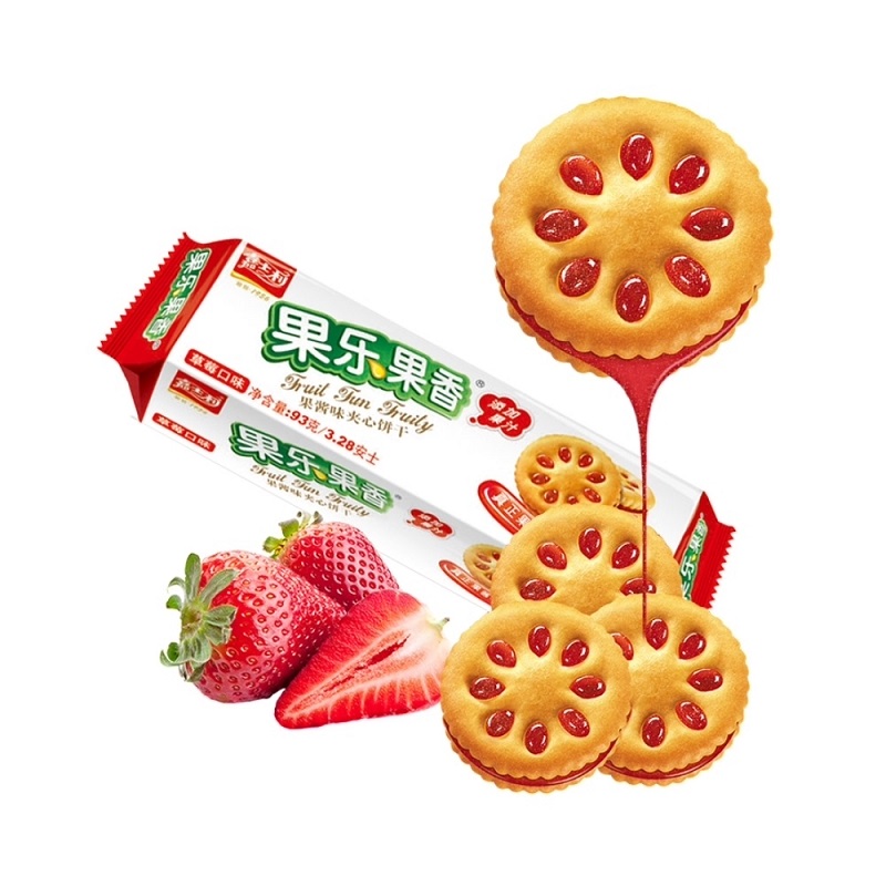嘉士利果乐果香草莓味夹心饼干93g（6901180915785）
