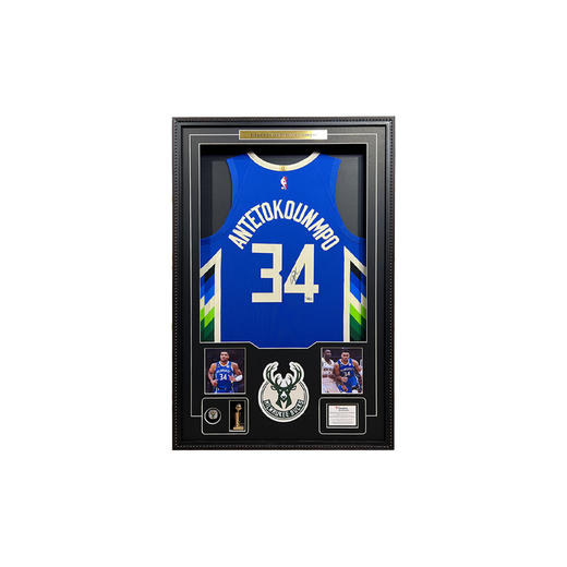 收藏系列 字母哥 雄鹿队34号蓝色 亲笔签名球衣 商品图0