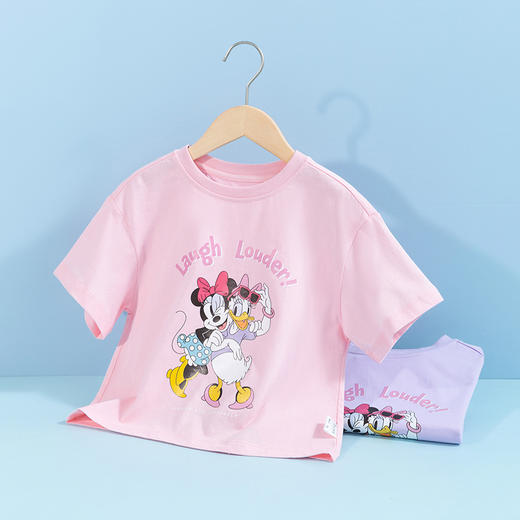 迪士尼童装女童米妮黛丝公主印花短袖俏皮甜美女孩T恤夏季新款 商品图3