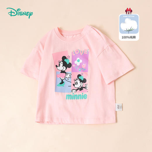 迪士尼童装 女宝宝米妮彩调短袖T恤夏季新款绵柔清爽打底衫 商品图1