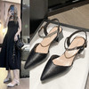 【越穿越爱，精致仙女鞋，爆款易断码】包头凉鞋女仙女风2023新款夏时尚韩版一字扣带粗跟尖头高跟鞋女鞋 商品缩略图0