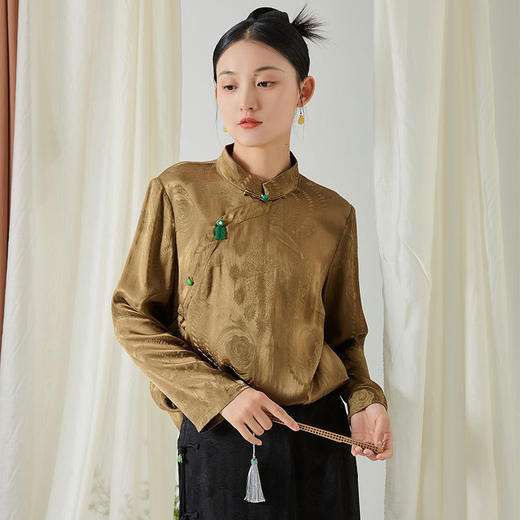 致橡树2023中式天丝提花衬衣F230031 商品图1