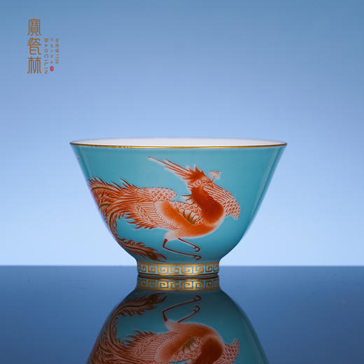 绿地粉彩矾红描金凤凰纹杯 商品图0