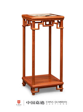 红桥红  家具严选  缅甸花梨（大果紫檀）【石面 90 颐和园圆腿 花架】