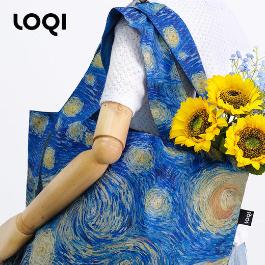 德国LOQI x 梵高系列 环保袋&收纳袋套装 再生环保材料 可折叠 旅行大容量 防泼水 超轻 收纳套组 梵高博物馆合集 星空 向日葵 杏花 商品图8