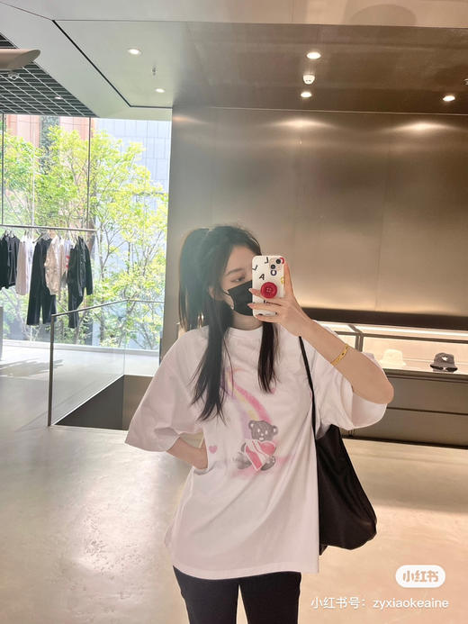 We11done23春夏超大版型有机棉彩虹熊数码印花T恤/白色 商品图0