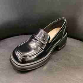 LFGJ 15401超轻真皮厚底英伦乐福鞋百搭小皮鞋一脚蹬单鞋