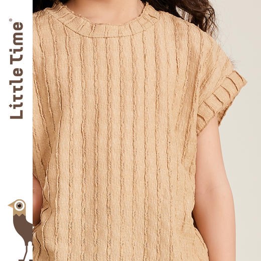 littletime女童褶皱纹理t恤短袖2023夏季新款韩版中大童儿童上衣 商品图1