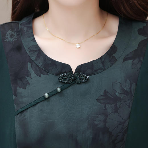 夏季新款，印花连衣裙短袖裙复古妈妈装中长裙气质优雅女装裙QYM-KED-63075-Y 商品图3