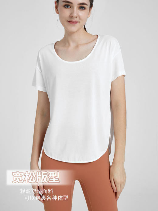 瑜伽服女上衣宽松显瘦短袖运动T恤春夏薄款透气速干跑步健身罩衫 商品图0