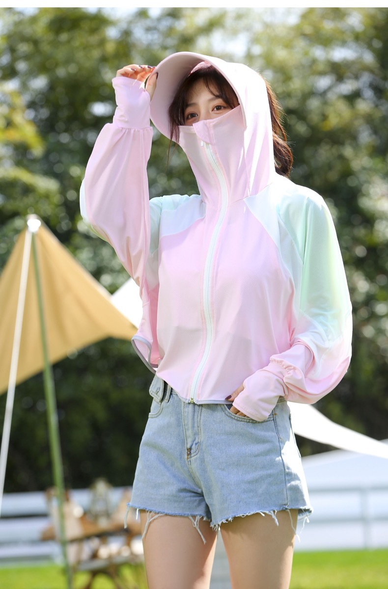 【国风好礼】新款冰丝防晒衣女夏季防紫外线拼色斗篷连帽外套