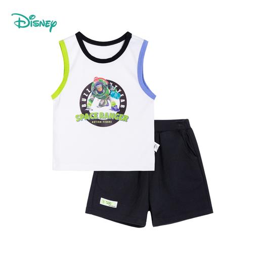 迪士尼童装 巴斯光年印花休闲背心套装夏季新款撞色时尚上衣短裤 商品图2