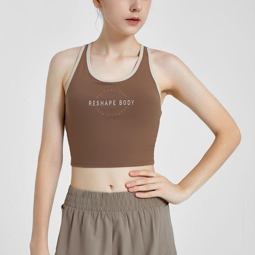 【高包裹环抱美背】新款瑜伽服上衣带胸垫修身内搭吊带背心外穿跑步运动速干上衣 商品图2